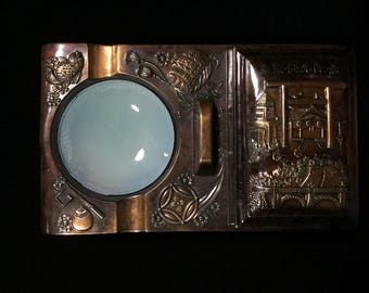 N1200 Vintage Japanese Metal Ashtray Imperial Palace Souvenir Smoking Tobacco