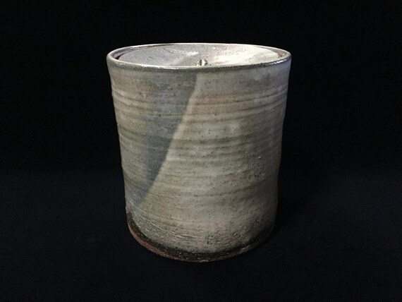 古い蓋物・陶器・陶芸・茶道具・水差し 中古】【茶器/茶道具 水指（水差し）】 瀬戸一重口 加藤錦雄作