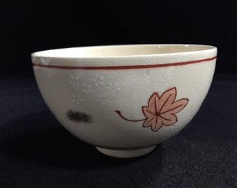 N1948 Japońska zabytkowa ceramika, miska do ceremonii parzenia herbaty CHAWAN MATCHA, zastawa stołowa