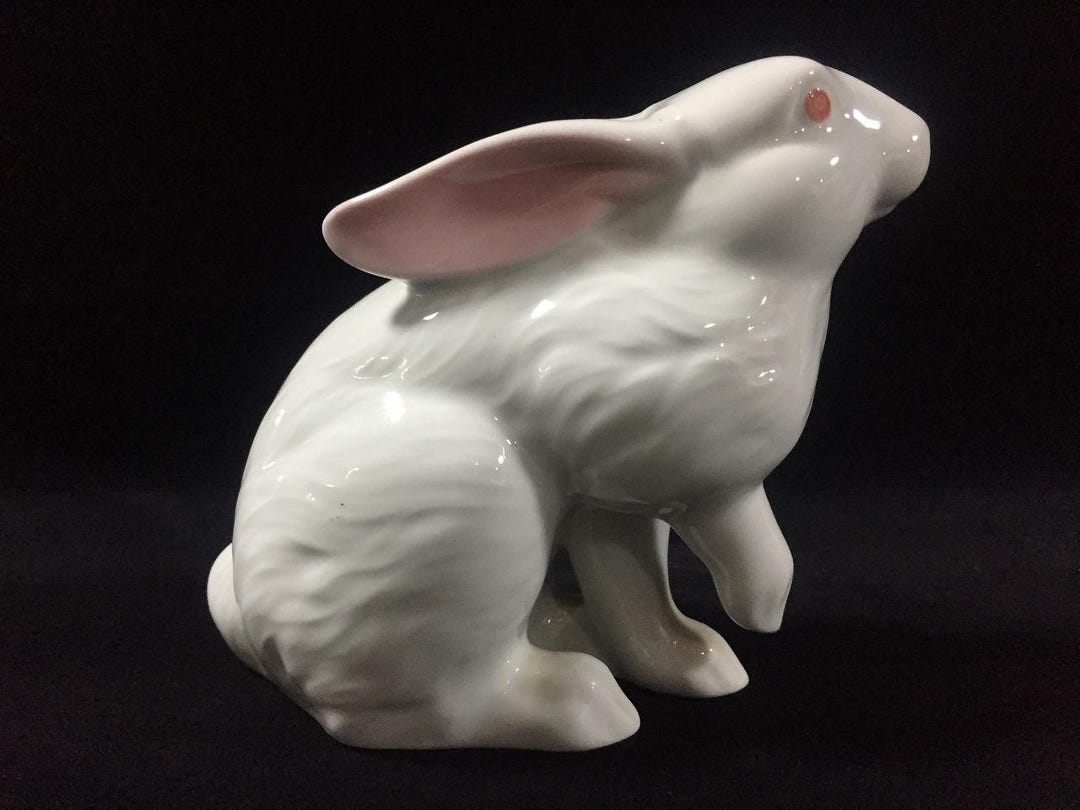 Z1073 Japanese Porcelain Rabbit Statue Doll Okimono Vintage Signed ...