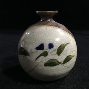 N0586 Vintage japansk knoppvas rund keramikblomkruka Studio keramik hantverk