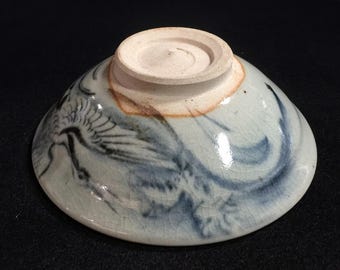 G1448 Japanische Keramik Teezeremonie Schale Schalenschale CHAWAN Vintage Kranich MATCHA