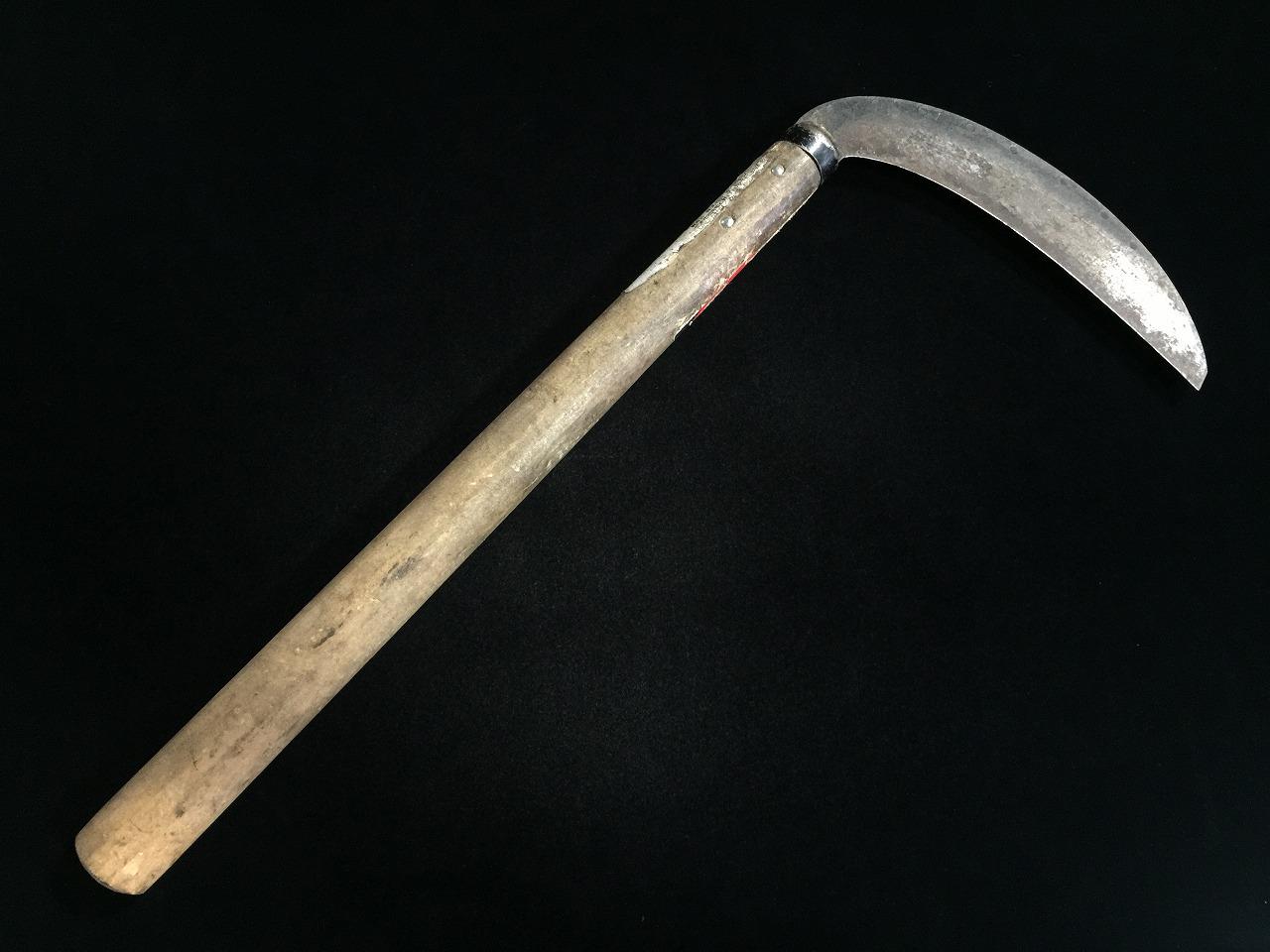 L0726 Japanese Sickle KAMA Vintage Wooden Handle Blade
