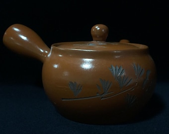 J1763 Japanese Pottery Tea Pot KYUSU Vintage Lidded Handle SNEHCA Simple