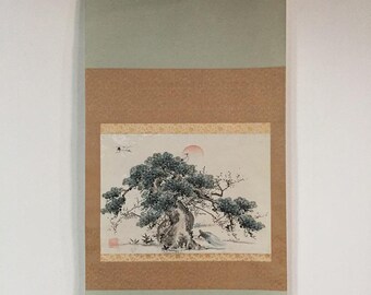 I1843 Japanese Vintage Hanging Scroll KAKEJIKU Hand Paint