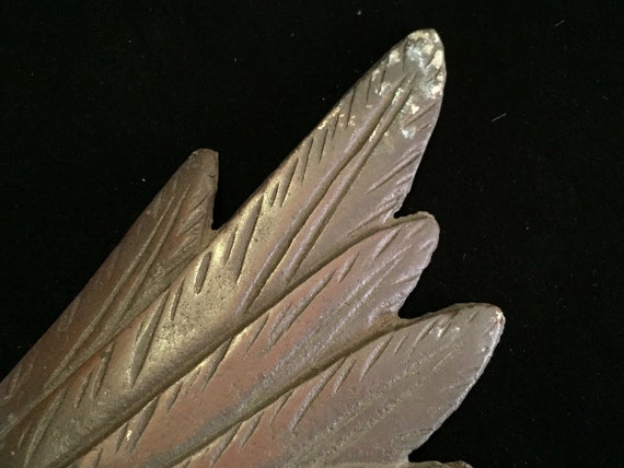 Q1596 Japanese Metal Hawk Statue Wing Parts Only … - image 5