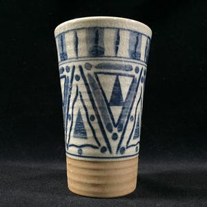 J1918 Japanese Vintage Bud Vase Pottery KABIN Ornament Signed Interior