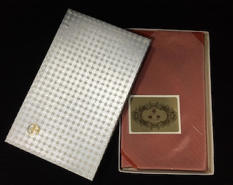 K1397 Vintage Japan Furoshiki Red Stripe Traditional Wrapping Cloth With Box