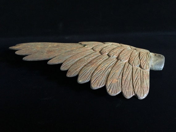 P1802 Japanese Metal Hawk Statue Wing Parts Only … - image 3