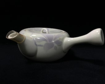 O1057Vintage Japanische Kyusu Teekanne Weißes Porzellan Grüner Teekanne Seitengriff