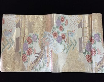 T0154 Japanese Vintage Kimono FUKURO OBI Belt Band Woman Fabric Silk