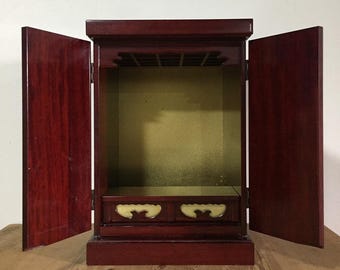 N0004 Altare buddista giapponese vintage Butsudan in legno, mini altare da tavolo