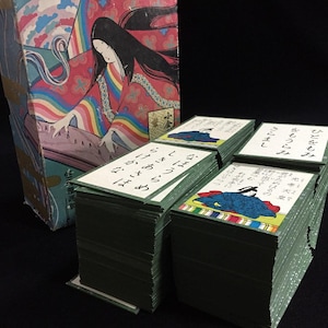 Q1951 Japanisches Gedicht Kartenspiel Hyakunin Isshu Vintage Kimono Woman Man Box