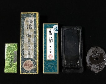 J1462 Japanische Vintage Kuretake Sumi Ink Stick Tinte Stein Wasser Dropper Set Shodo