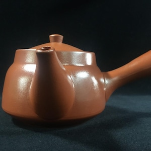K1329 Japanese Pottery Tea Pot KYUSU Vintage Lidded Handle SENCHA Brown