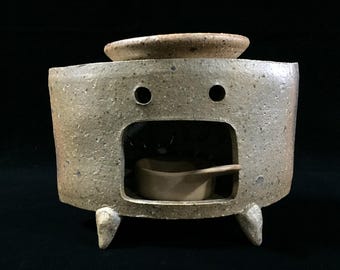 O0536Vintage Japanese Pottery Tea Incense Burner Aroma Candle Holder Vessel