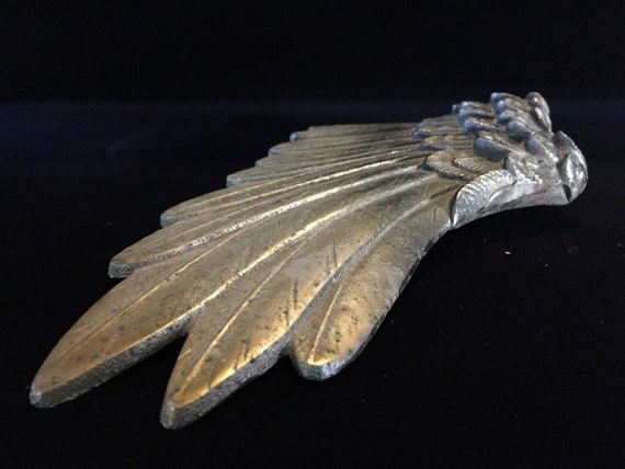 S0092 Japanese Metal Hawk Statue Wing Parts Only … - image 3