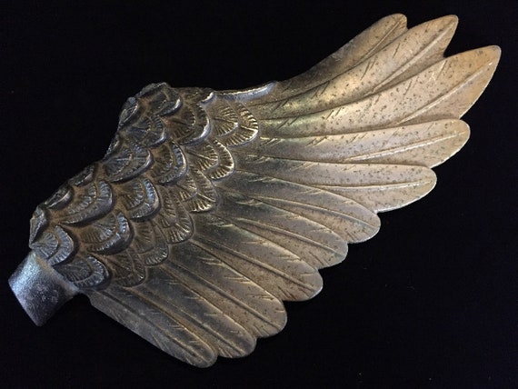 S0092 Japanese Metal Hawk Statue Wing Parts Only … - image 1