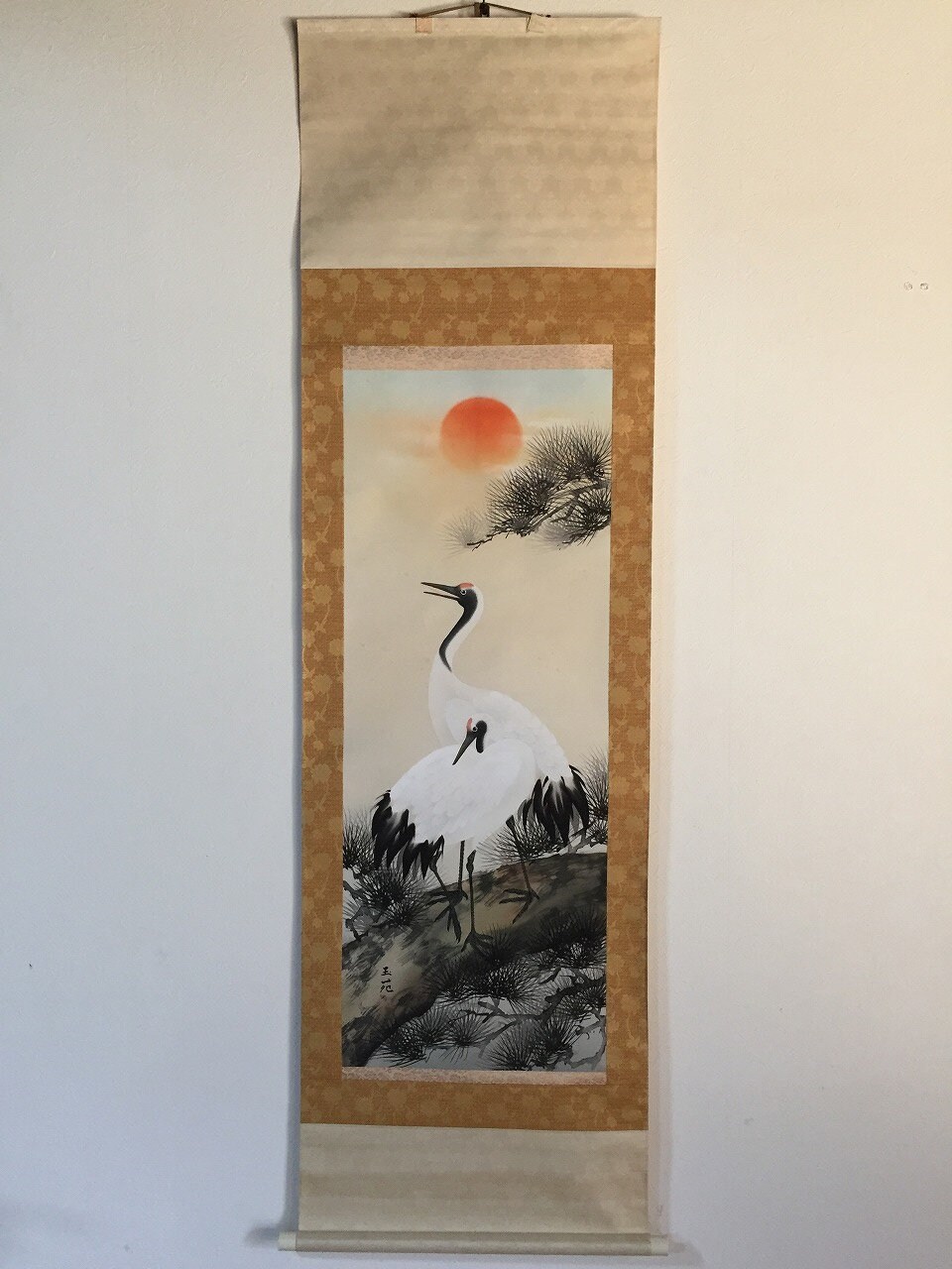 P1286 Japanese Vintage Hanging Scroll KAKEJIKU Hand Paint Silk
