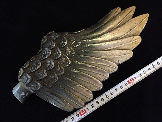 U1593 Japanese Metal Hawk Statue Wing Parts Only … - image 9