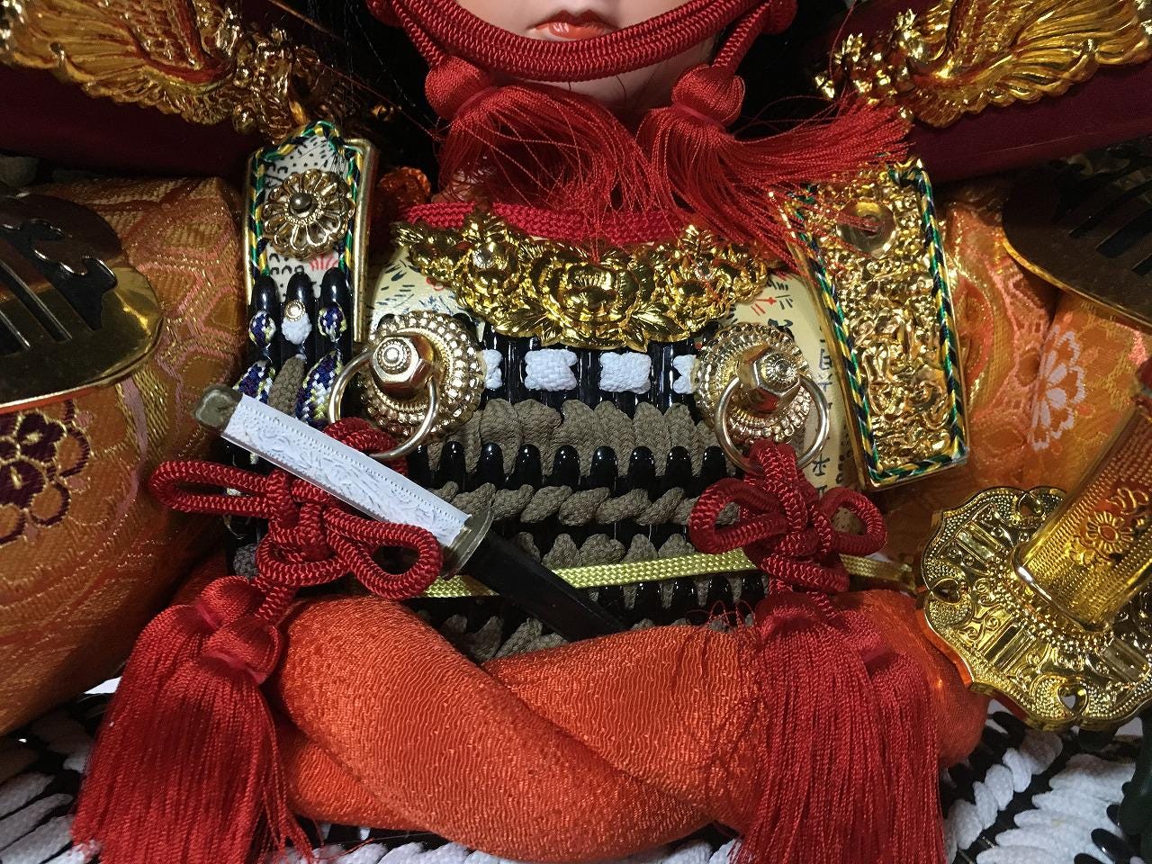 J0903 Japanese Vintage Samurai Warrior Doll Armor Helmet Boys Day