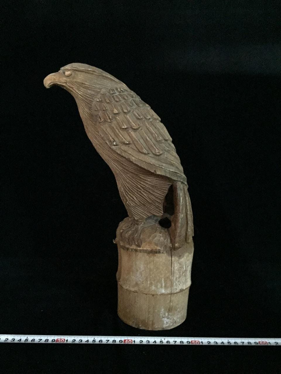 J0327 Japanese Bamboo Hawk Statue Vintage OKIMONO Interior