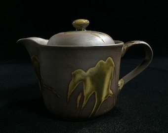 O1355 Vintage Japanese Tea Maker Pot Earthy Glaze Green Tea Kyusu Signed