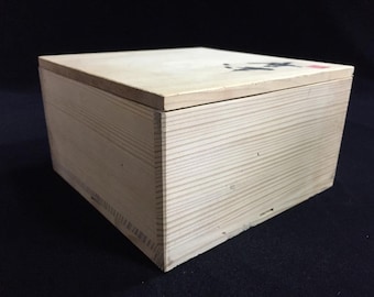 A0578 Japanese Wooden Storage Box Vintage Signed KANJI