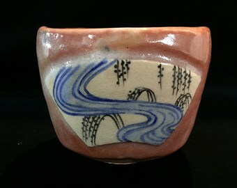 S1216 Japanese Pottery Tea Ceremony Bowl Cup CHAWAN Vintage Signed MATCHA