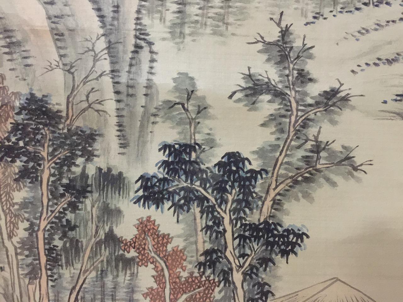 M1928 日本のヴィンテージ掛け軸 掛け軸 風景画 手描き 絹 - Etsy 日本