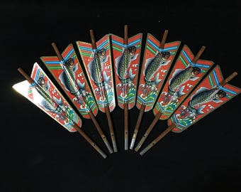 J1926 Japanese Vintage Koi Carp Arrows Set Boy's Day Festival Samurai Lucky