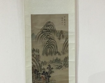 M1928 日本のヴィンテージ掛け軸 掛け軸 風景画 手描き 絹 - Etsy 日本