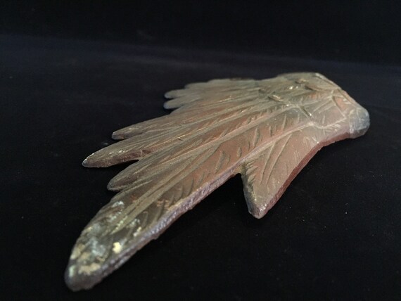 Q1596 Japanese Metal Hawk Statue Wing Parts Only … - image 3