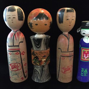 Z1009 Japanese Wooden Traditional Doll KOKESHI Set Vintage