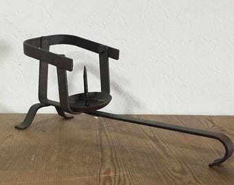 N0970 Vintage Japanese Wrought Iron Candle Holder Stand Candlestick Shokudai