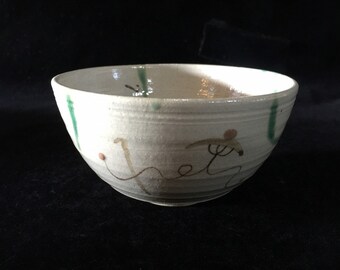 Bol de cérémonie du thé en poterie japonaise Q1530, tasse CHAWAN vintage MATCHA signée