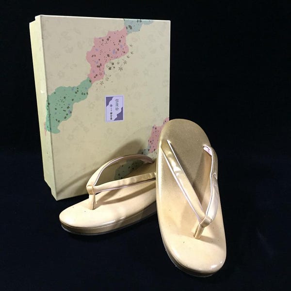 O1152 Vintage Japan Kimono Zori Sandals Traditional Flip Flops Footwear Box