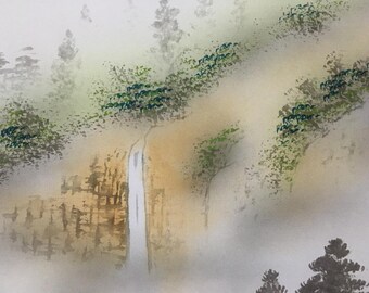 O1958 ヴィンテージ 日本掛け軸 山水画 絹製 - Etsy 日本