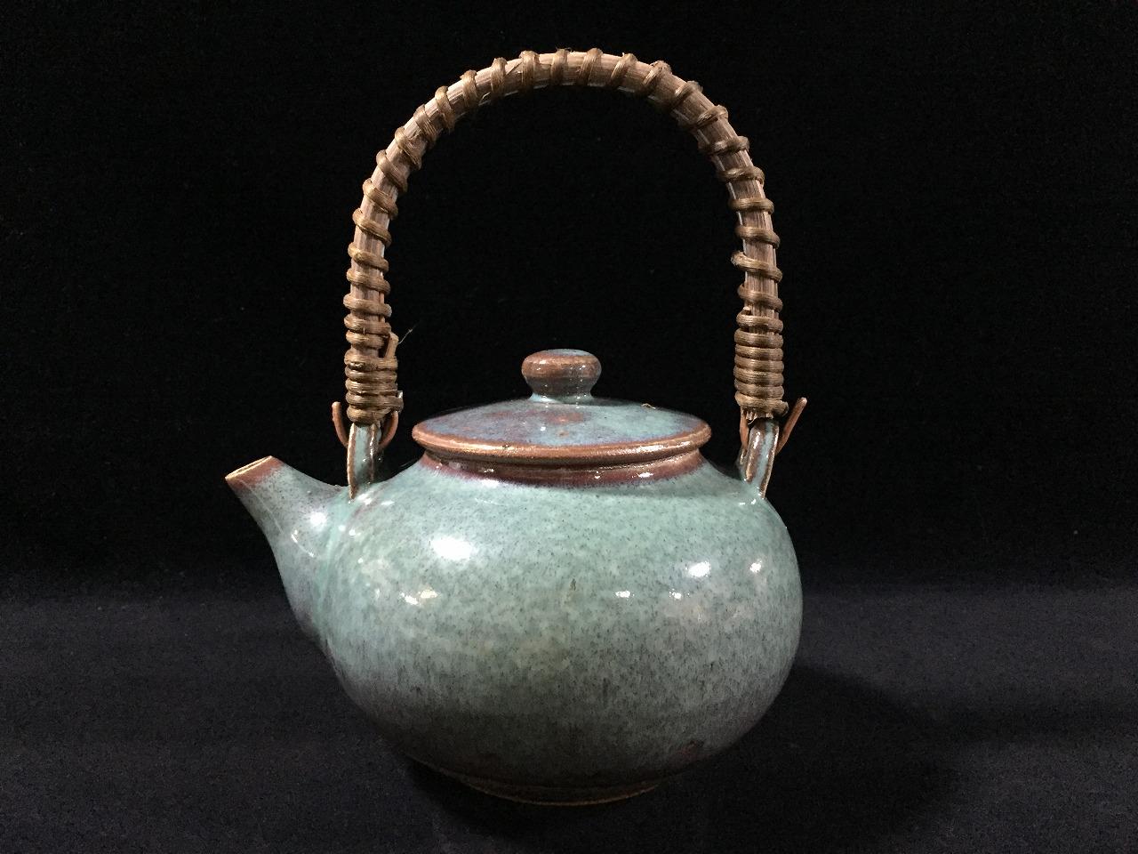 A0585 日本製陶器 急須 ケトル KYUSU ヴィンテージ サイン入り 蓋付き