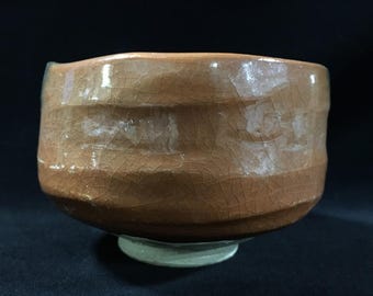 N1743 Vintage Japanse matcha-theekom Chawan ondertekende theeceremonie met rood glazuur