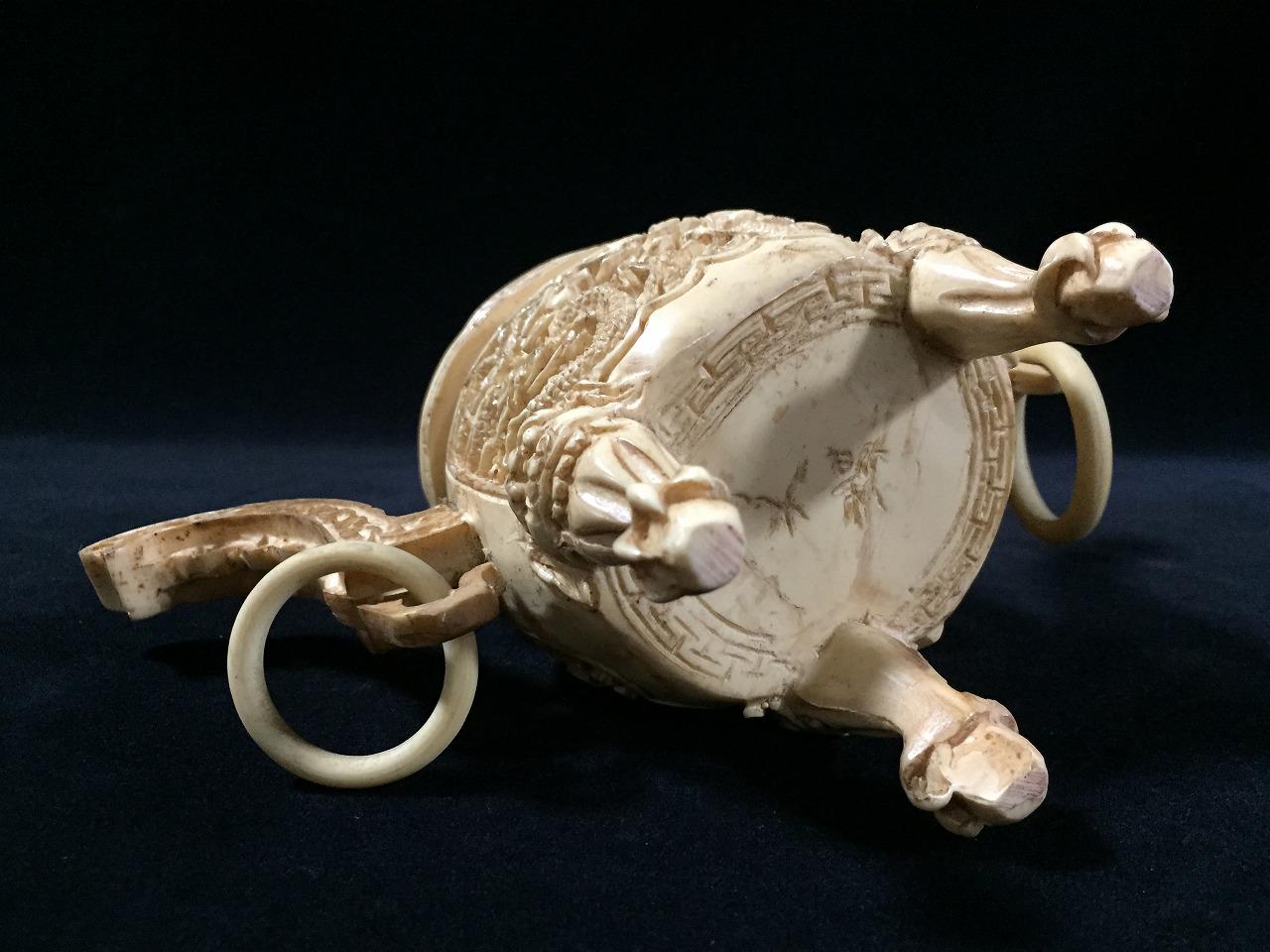 N0380 ヴィンテージ 中国製 蓋付き香炉 模造彫刻骨樹脂製像 - Etsy 日本