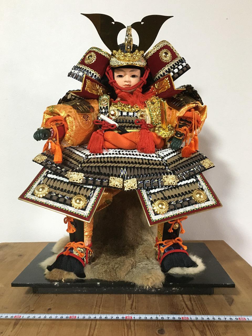 J0903 Japanese Vintage Samurai Warrior Doll Armor Helmet Boys Day