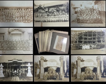 K1458 Lot van 15 vintage Japanse foto's Meiji Taisho Military School Kimono Rare