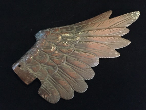 Q1596 Japanese Metal Hawk Statue Wing Parts Only … - image 1