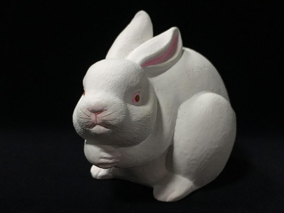 Z1396 Japanese Zodiac Rabbit Style Statue OKIMONO Vintage Interior ...