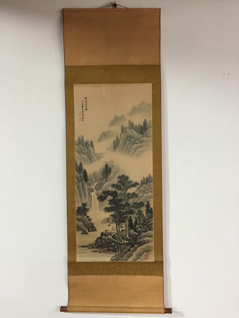J0374 日本のヴィンテージ掛け軸 掛け軸 手描き絹地画 - Etsy 日本