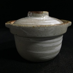 P1437 Vintage japanische Keramikschüssel mit Deckel, kleiner Auflauftopf, Keramikkasserolle