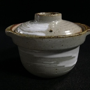 P1438 Vintage japanische Keramikschüssel mit Deckel, kleiner Auflauftopf, Keramikkasserolle