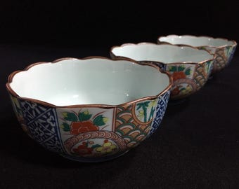 Z1235 Japanese Porcelain Dish Bowl KOBACHI 3pc Vintage Tableware