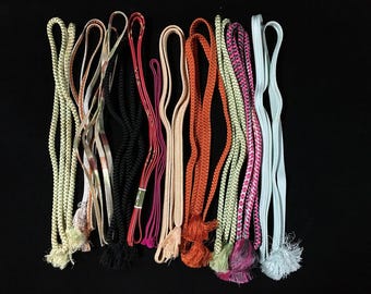 K0256 Japanese Vintage  Kimono Band OBI Decoration OBIJIME OBIHIMO Set Assorted